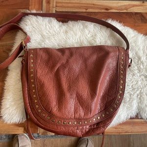 Linea pelle Perry hobo cognac studded brown leather purse bag